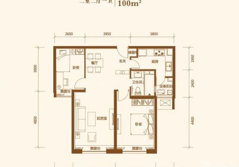 路北区100平米二居现代风格