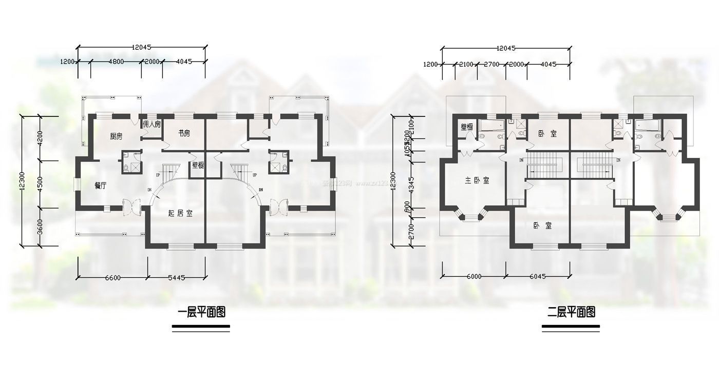 两层别墅平面图
