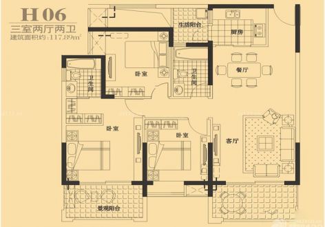 金阊区117平米三居现代风格