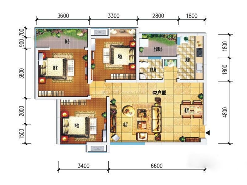 2023新房三室一廳平面圖