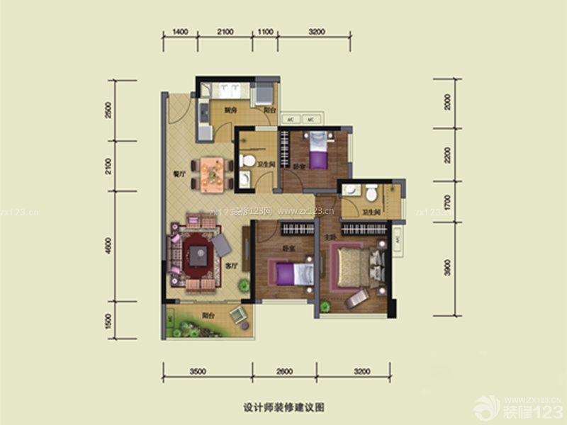 最新室內(nèi)裝修三室一廳平面圖片