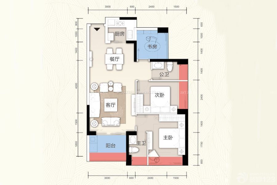 家裝新房三室一廳平面圖