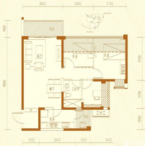 經典房屋三室一廳平面圖