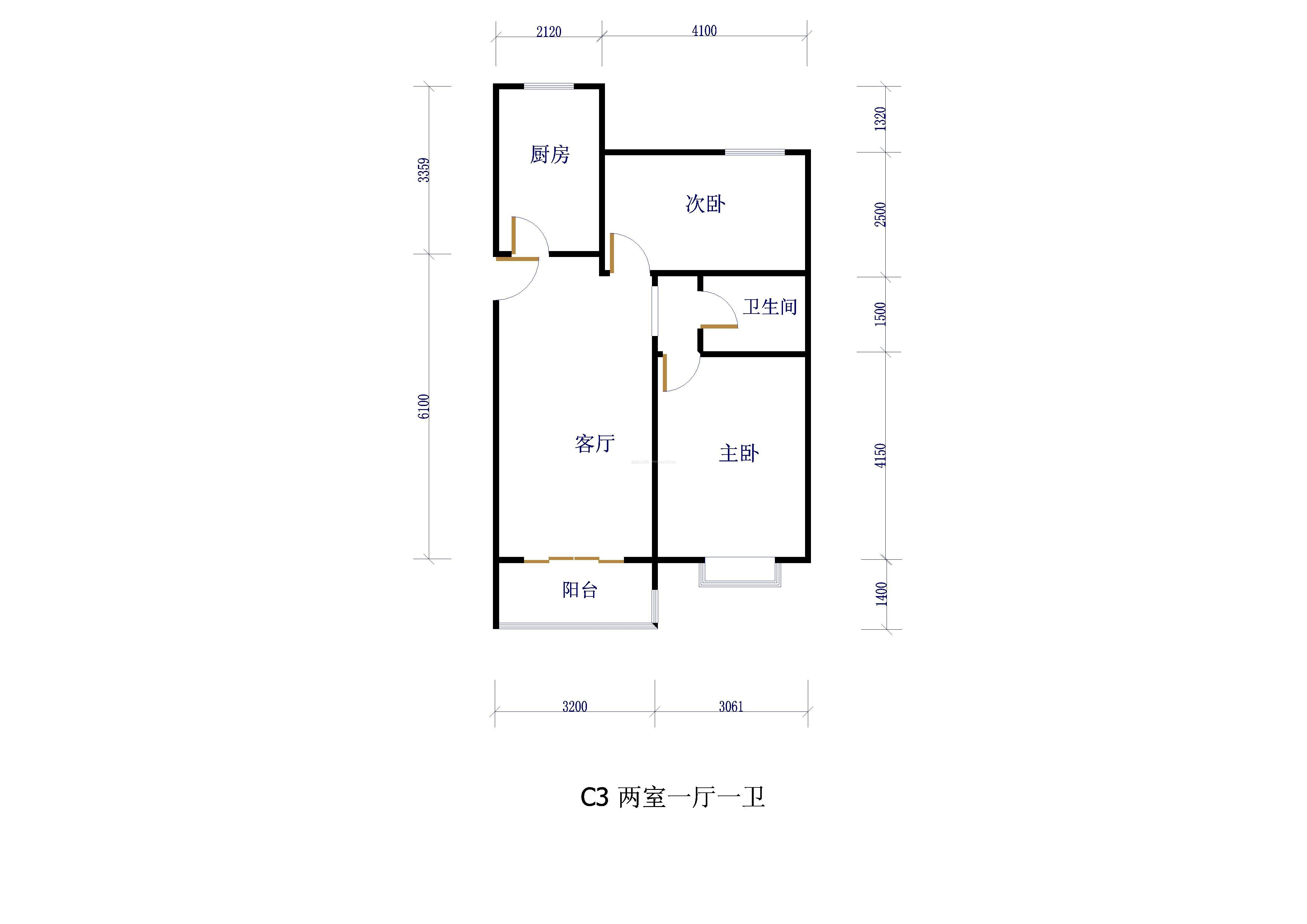 簡(jiǎn)約兩室一廳平面圖