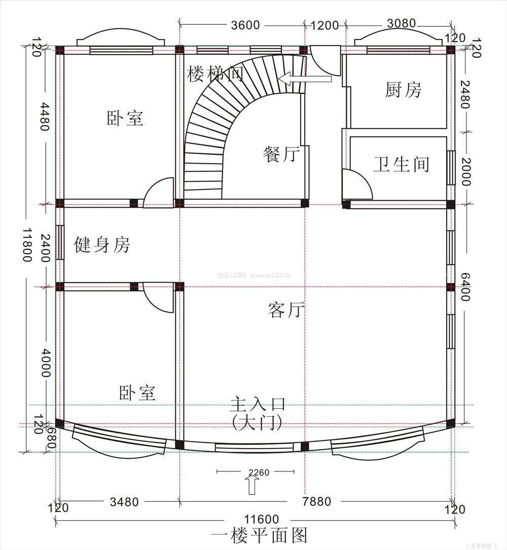 小別墅一樓平面圖布置效果圖片