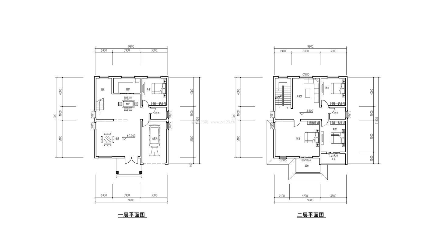 兩層小別墅平面圖