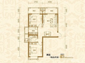 92平兩室一廳戶型圖