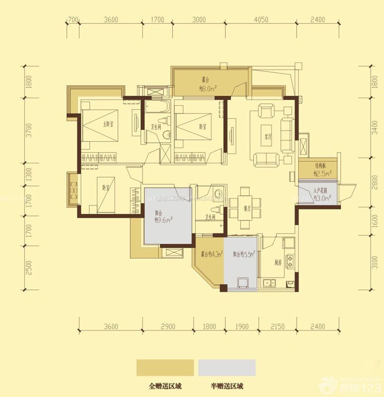 2023家庭三室兩廳兩衛(wèi)平面圖