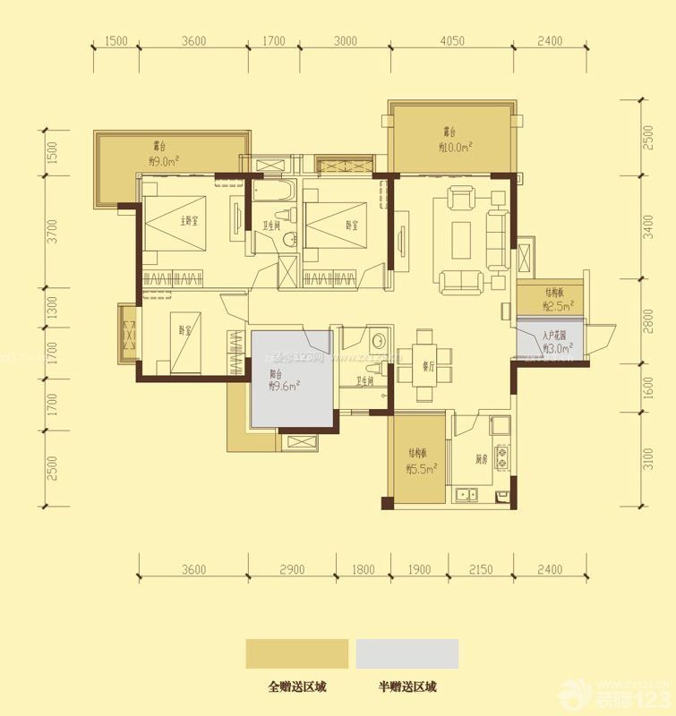 2023室內三室兩廳兩衛(wèi)平面圖