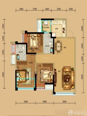 2023家裝三室兩廳兩衛(wèi)平面圖欣賞