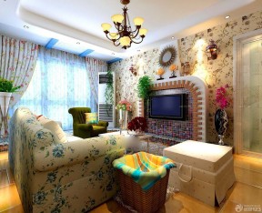 温馨家庭客厅马赛克瓷砖贴图设计效果图