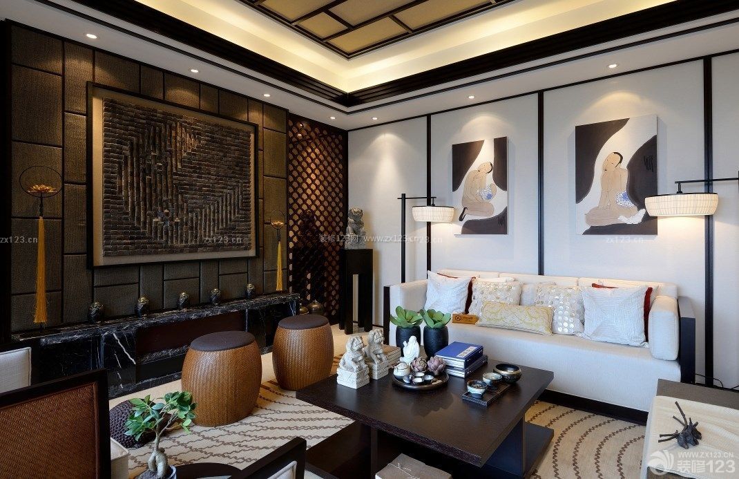 新中式风格家装客厅设计实景图欣赏