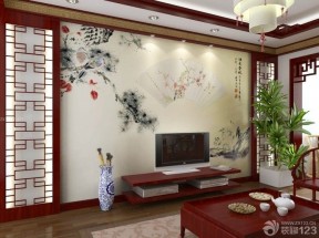 中式圖案壁紙 房屋客廳 