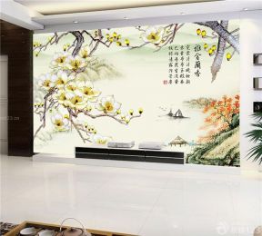 中式圖案壁紙 室內(nèi)客廳