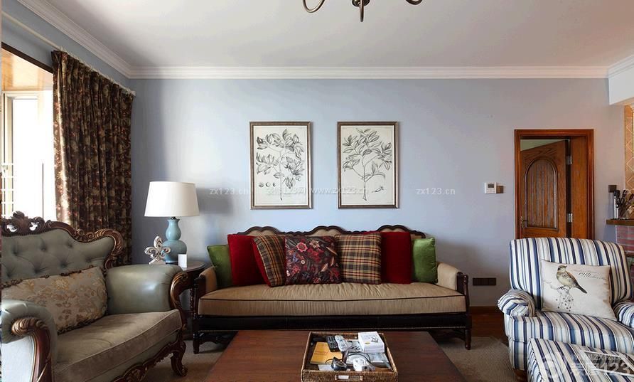 美式新古典风格家装客厅设计效果图 