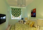 60平米一室一厅卧室绿色墙面装修图
