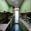 小户型阳台改厨房绿色橱柜设计图片