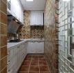 小户型阳台改厨房棕色地砖设计图片