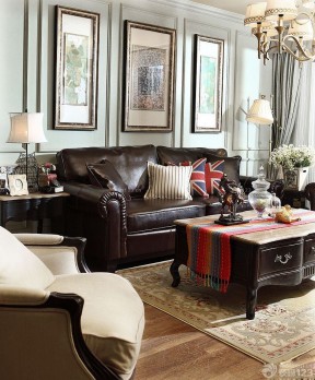 75平两居室美式沙发混搭装修图片
