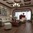 现代美式风格客厅仿木地板瓷砖装修案例