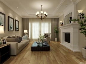 美式风格客厅仿木地板瓷砖装修效果图片