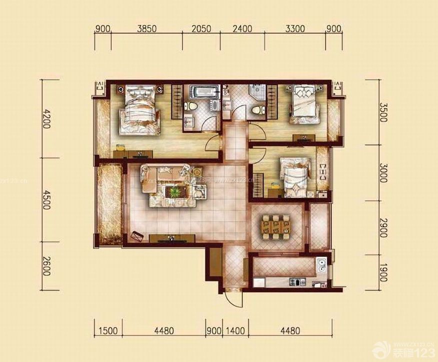 2023經典75平米小戶型平面圖布局