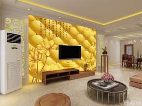 大客厅墙面金色壁纸电视背景墙装修设计图欣赏