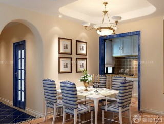 地中海风格厨房蓝色门框设计图