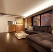家装现代客厅棕黄色木地板装修效果图