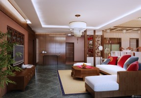 新中式客廳木質(zhì)沙發(fā)擺放圖 