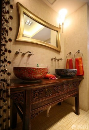 中式婚房装修 洗脸池 