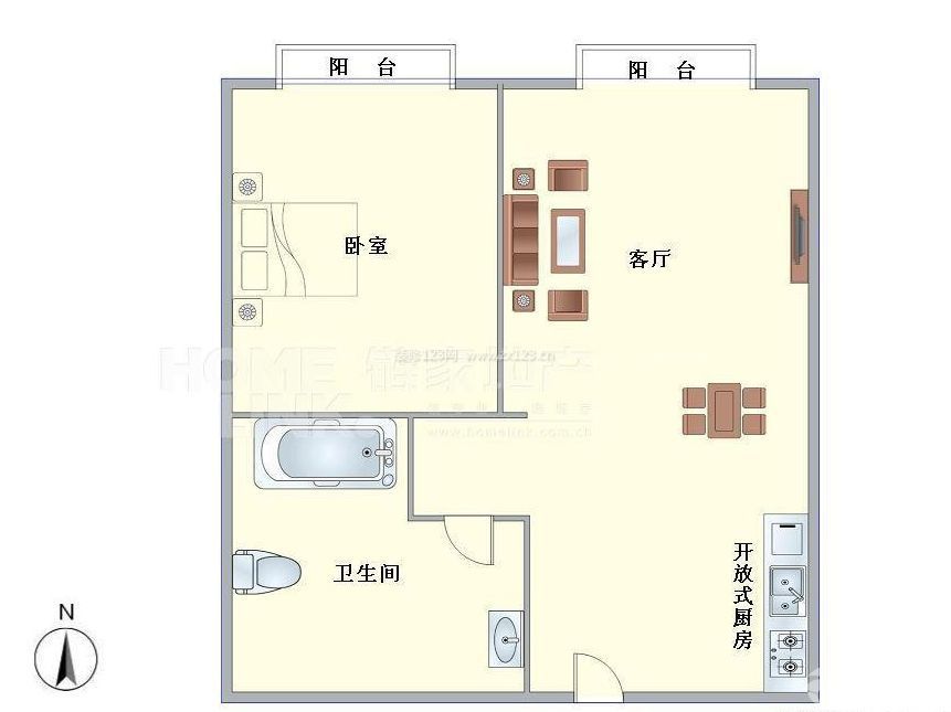 最新現(xiàn)代風(fēng)格一室一廳公寓戶型圖