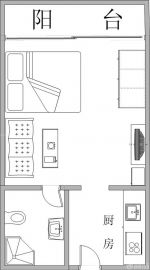 經(jīng)典地中海風(fēng)格一室一廳公寓戶(hù)型圖