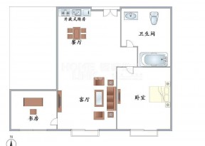 经典现代风格一室一厅公寓户型图