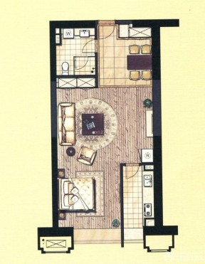 现代风格一室一厅公寓户型图