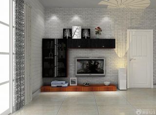 现代客厅黑色橱柜装修效果图