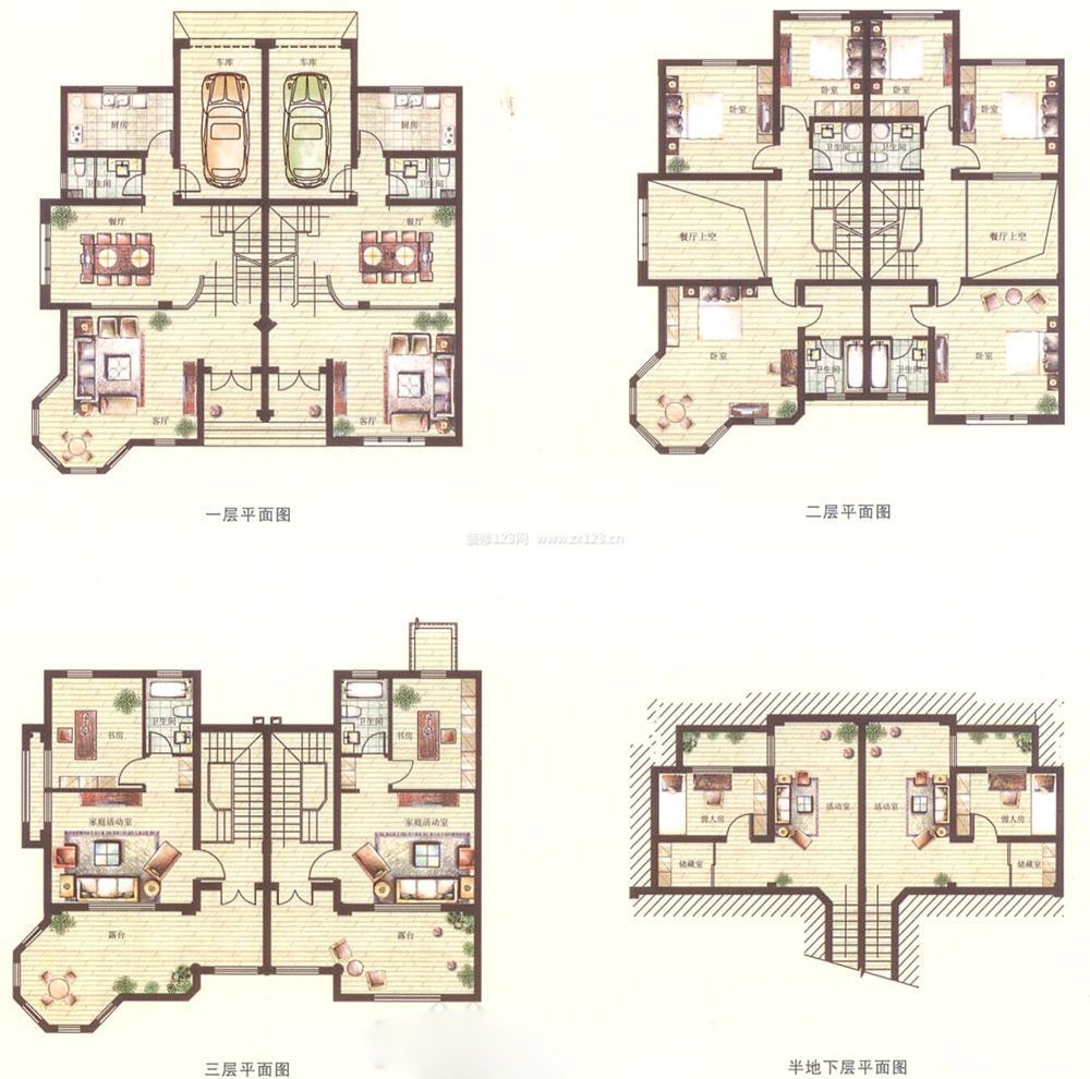 110平米 联排别墅户型图