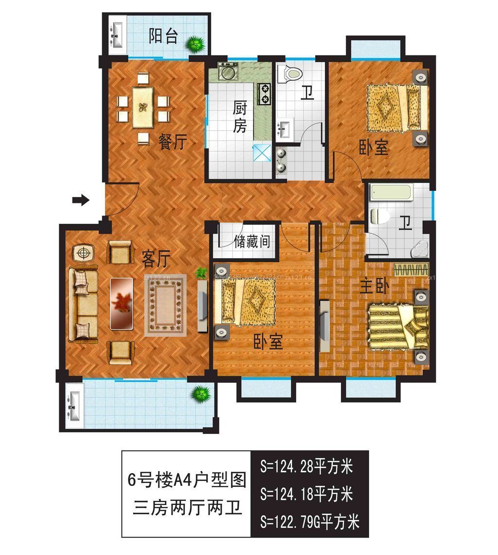 A4三室兩廳最佳戶(hù)型圖