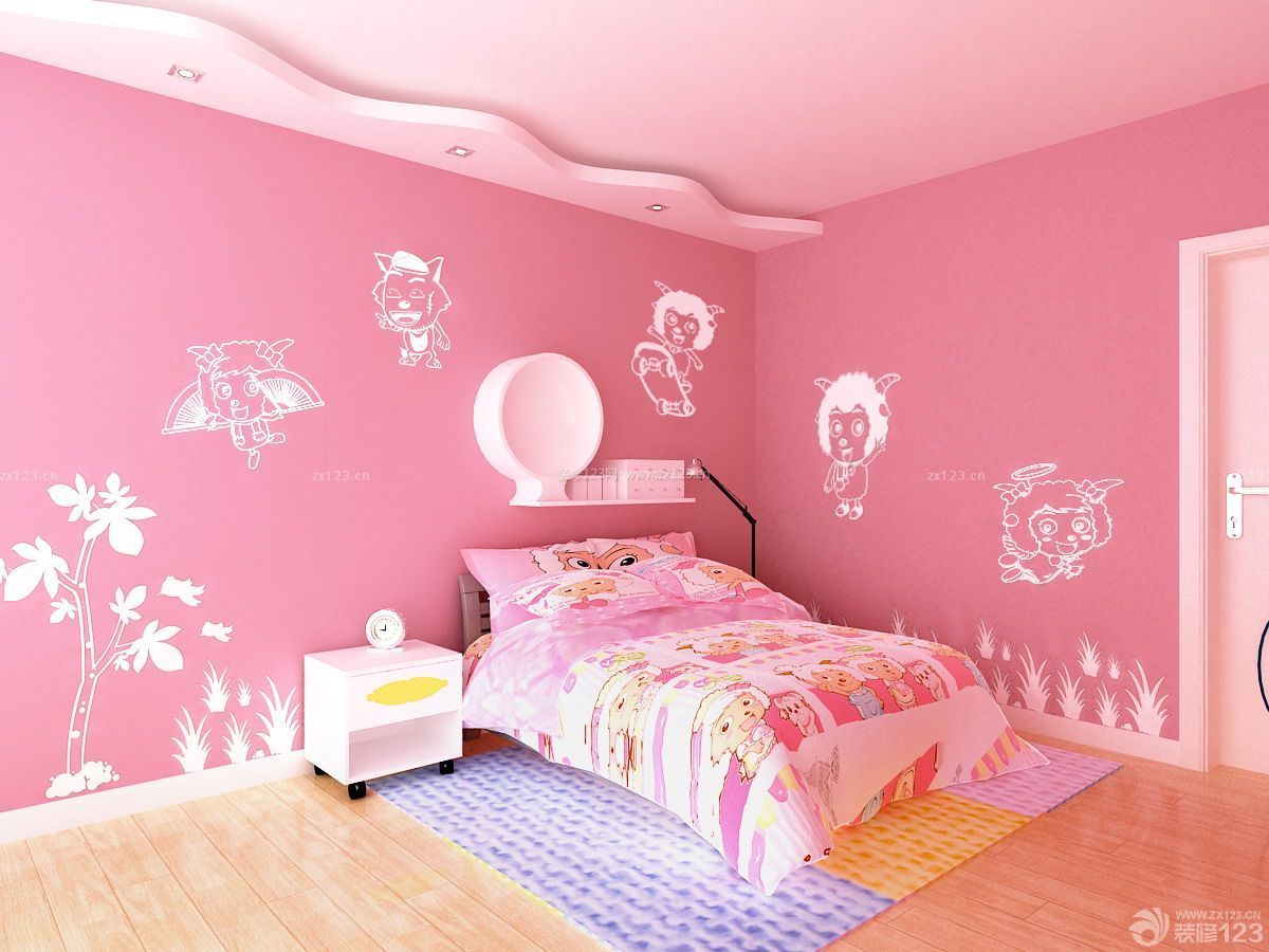 可爱儿童卧室液态壁纸装修效果图