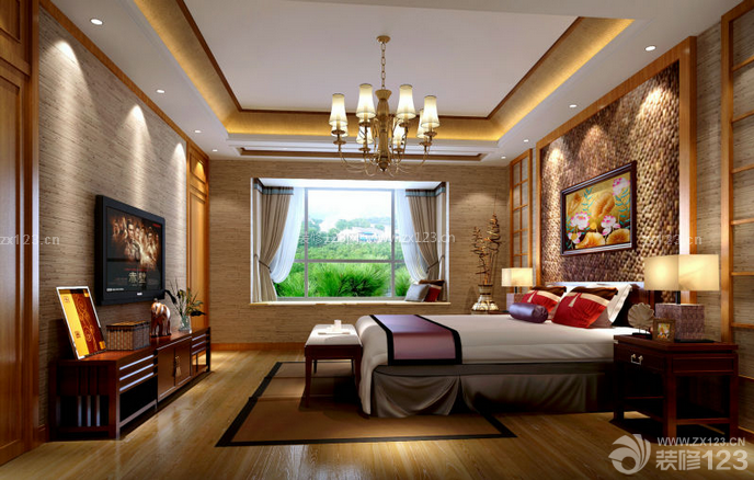 东南亚风格卧室背景墙造型设计图片