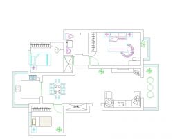 三室两厅最佳彩色户型图