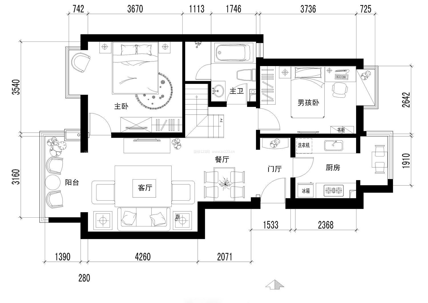 200平米農(nóng)村小型別墅戶型圖