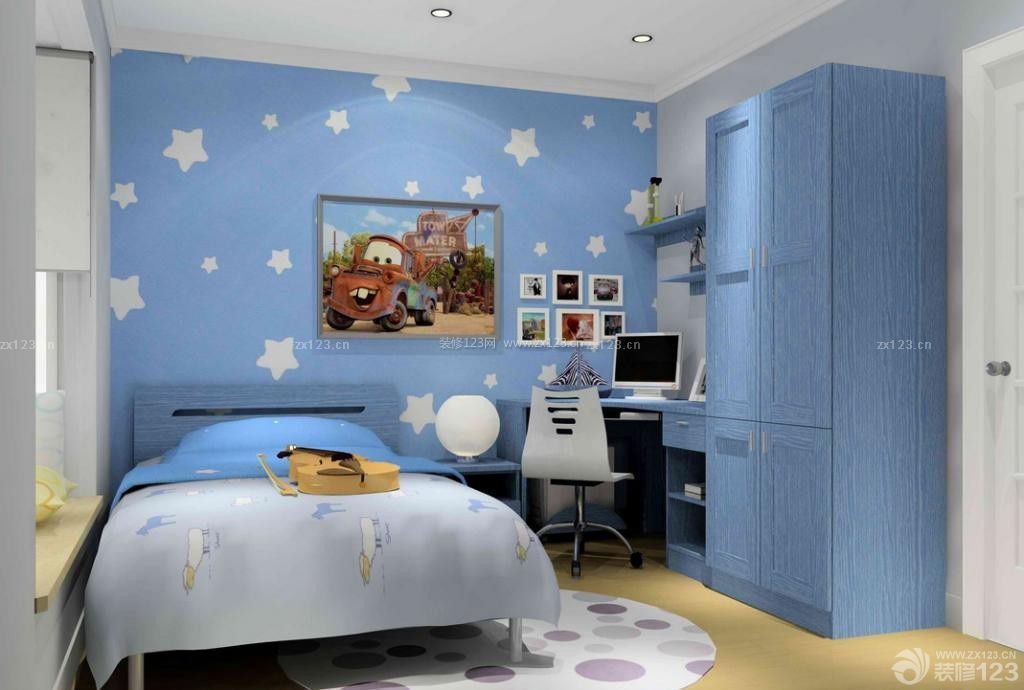 儿童卧室单人床设计效果图