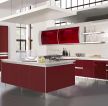 敞开式厨房红色橱柜设计效果图