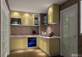 整体厨房黄色橱柜设计效果图