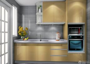 小厨房黄色橱柜设计图片