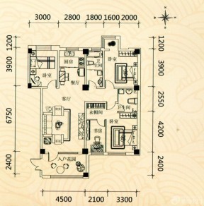 150平米四房戶型圖