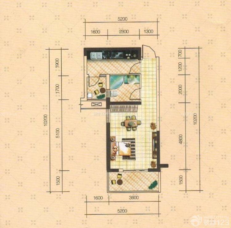 2023最新一室一廳平面圖