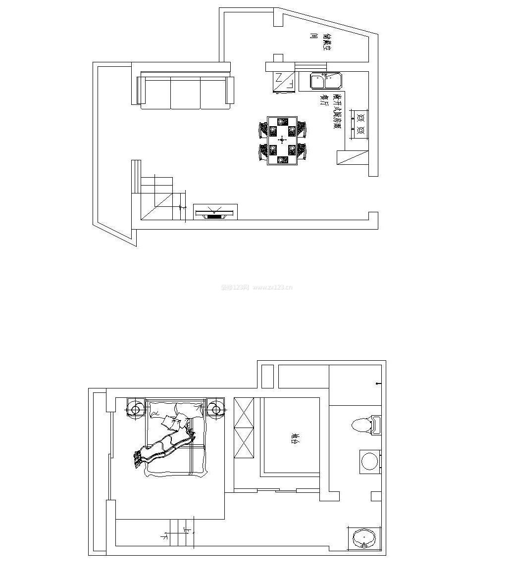 現(xiàn)代風格一室一廳平面圖設計案例