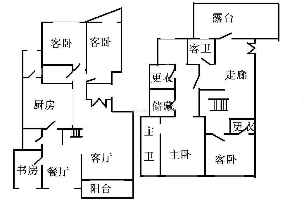 小復(fù)式五室兩廳戶型圖大全